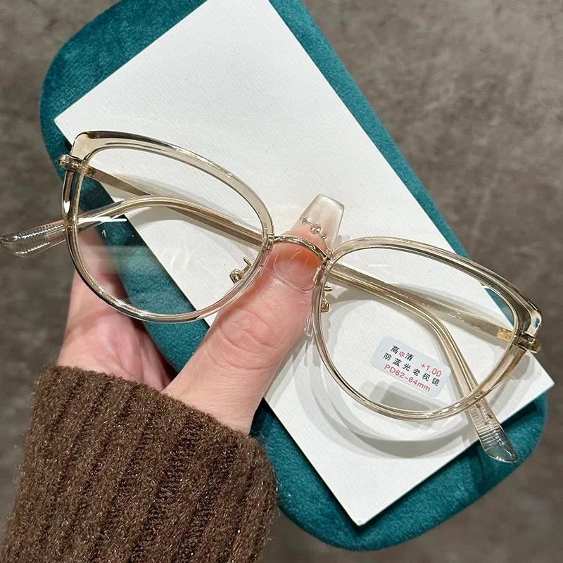

New Ultra-light Cat-eye Presbyopia Glasses Full Frame Reading Blue Light Blocking Transparent Lenses for Women Men 0