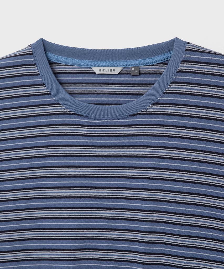 Bellie City Grunge Stripe Long Sleeve - Multi Indigo Blue