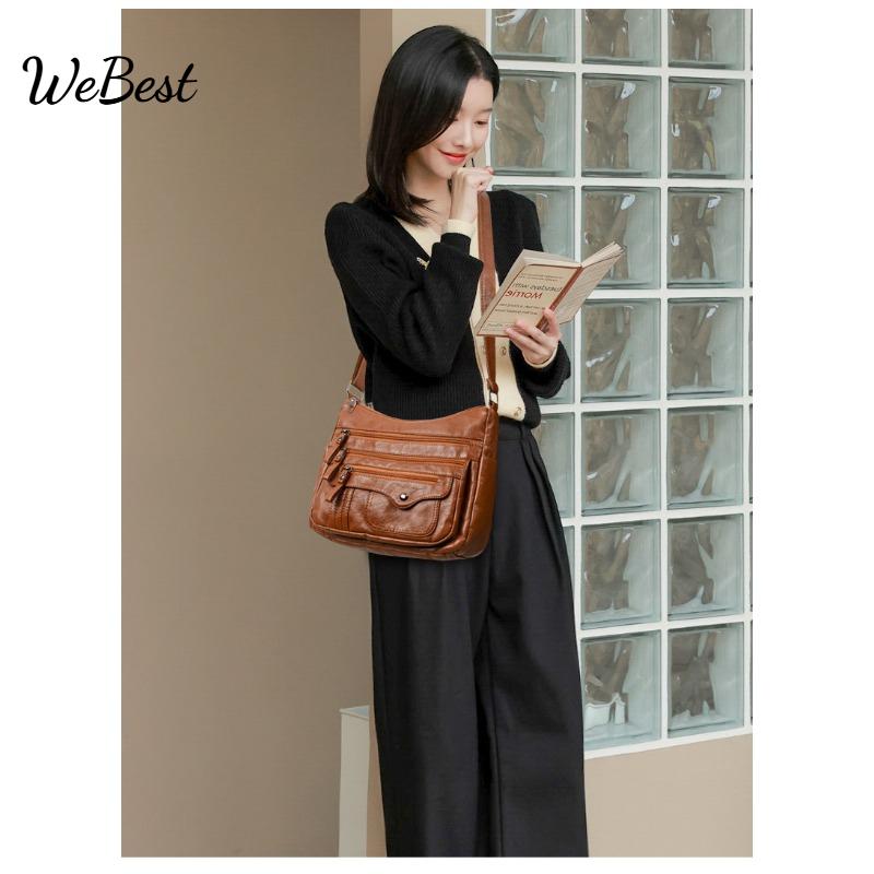 

Simple and Versatile Multi-layer Large Capacity Crossbody Bag синій