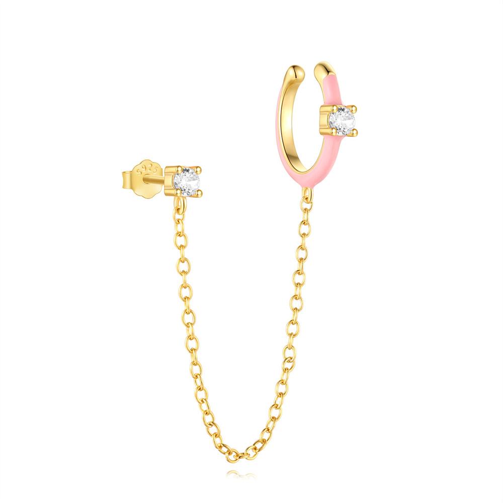 CANNER Pink Heart Shape Zircon Eight Pointed Star 925 Silver Stud Earring For Women Ins Tassel Flower Earring Gift