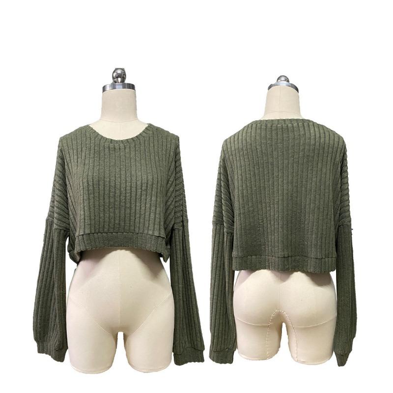 Women's Fashion Casual Autumn Winter Solid Color Print Long Sleeve U-Neck Blouses & Shirts