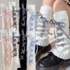Y2K Plaid Ribbon Strap Lolita White Leg Warmers Design Pink Candy Color Winter Women's Cute Long Lolita Socks JK Leg Warmers