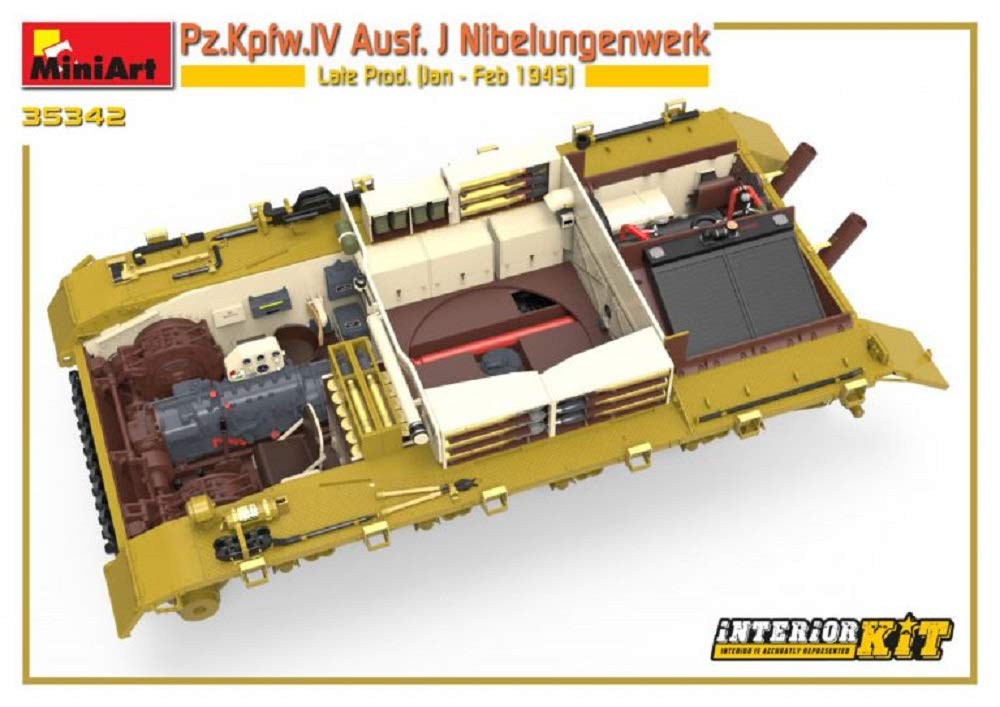 Miniart Scale German Army Panzer IV Nibelungen Late Full Plastic Model Kit MA35342 1/35 Ausf. J, Factory, Model, January-February 1945, Interior,