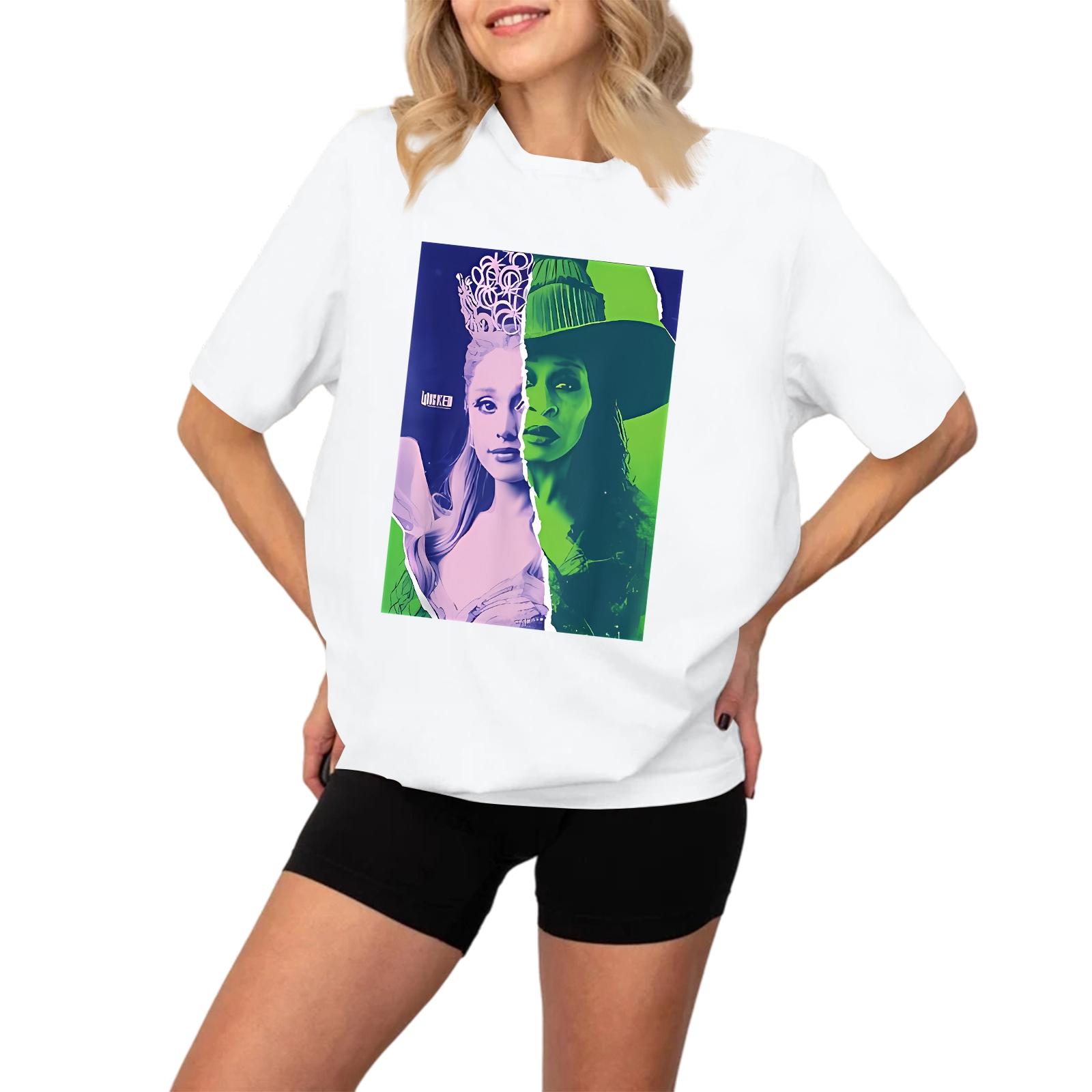 

Women s Fashionable And Casual Long Sleeve Printed Short-Sleeved Top L білий