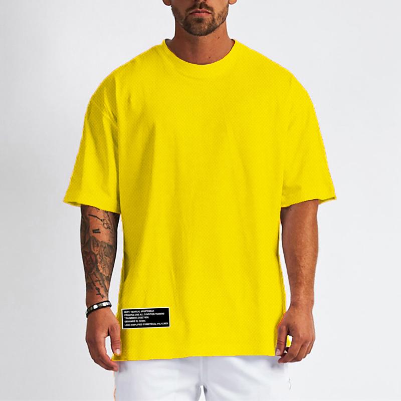 

Баскетбольная тренировочная одежда, мужская дышащая свободная быстросохнущая спортивная футболка для бега с короткими рукавами, впитывающая пот XXL жёлтый