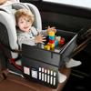 Kids Travel Tray PU Leather Activity Table | Carseat Lap Desk Organizer With Tablet Holder Stand, Snack Cup Child Laptop Bed