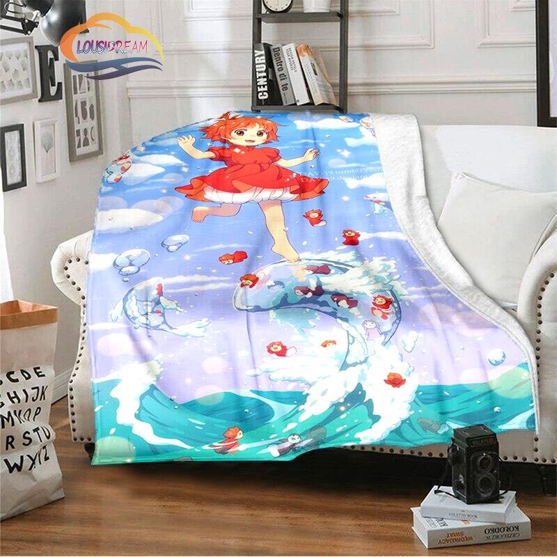 Ponyo On the Cliff Cute Cartoon Blanket Miyazaki Hayao Animation Series Blanket Four Seasons Blanket for Children and Adults