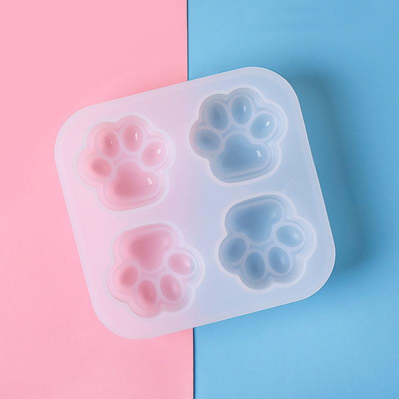 

Силиконовая форма для кошачьих лап (4 Полость) Собака Животное Прозрачный для УФ-смолы Декоден Кабошон DIY s Ювелирные изделия