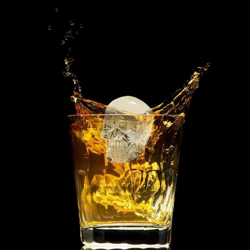 3D Skull Silicone Mold Ice Cube Tray Mould Ice Cube Maker Ice Ball Mold Whiskey Wine Cocktail Ice Cube Mold Ice Ball Mold