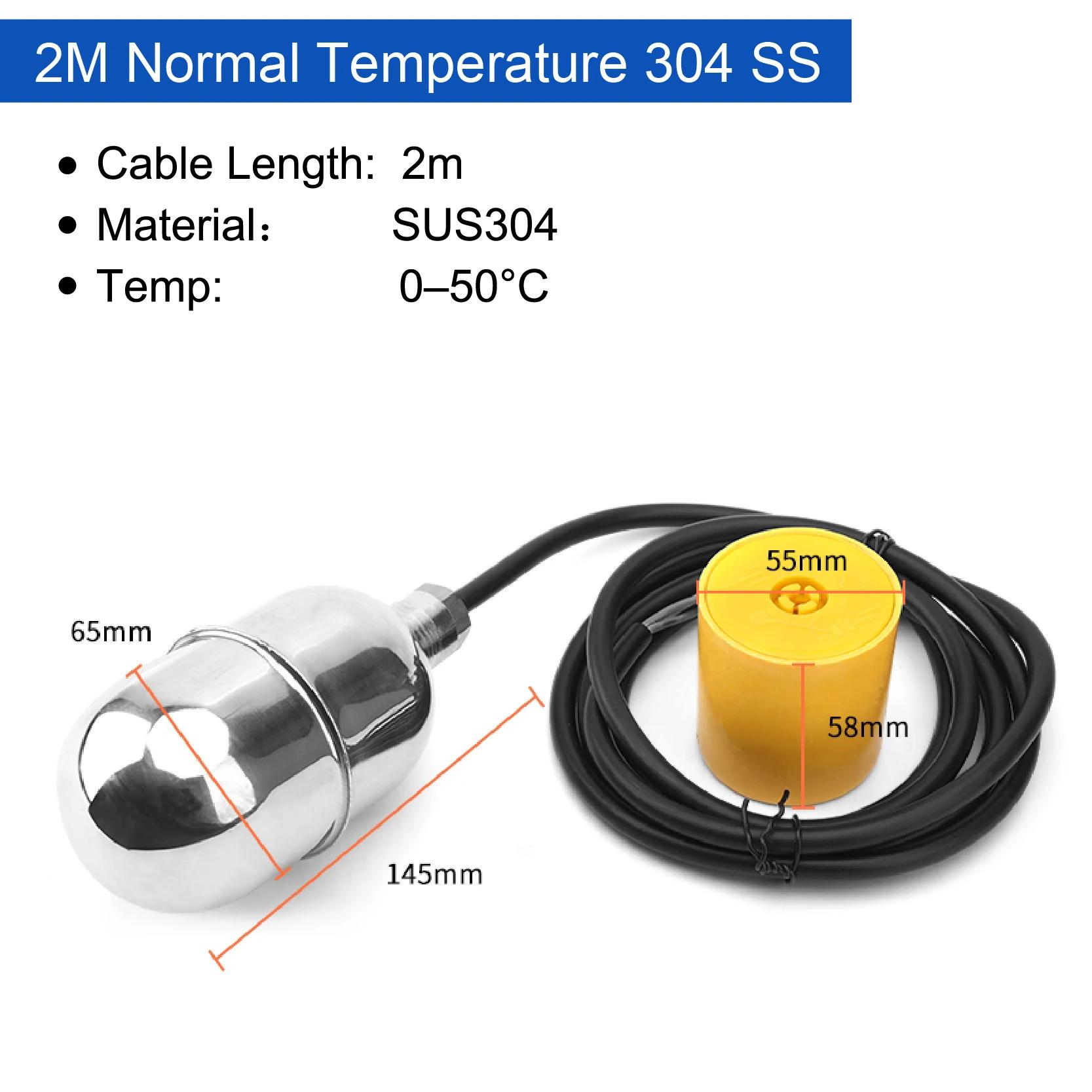 

Stainless Steel Cable Float Ball Liquid Level Float Switch Durable Tank Level Sensor for Water 304S-2M