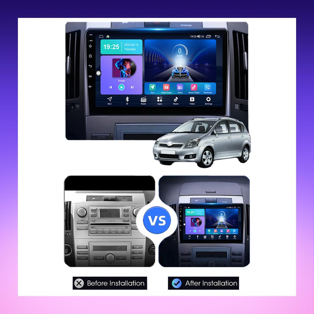 2 DIN Android Carplay Car Radio For Toyota Corolla Verso 2004-2009 Multimedia Player Head Unit Stereo GPS Navigation BT WIFI 2+32GB