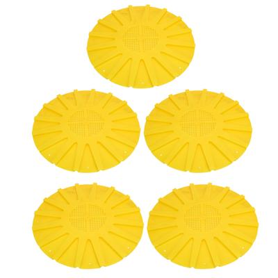 5pcs Beehive Door Exit Disc Plastic 16 Way Round Anti Running Escape Plate Beekeeping Tool 9.8x0.3in Yellow