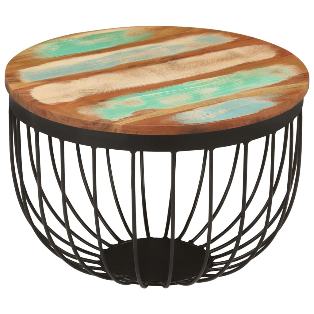 Coffee Table Ø50x35 Cm Solid Reclaimed Wood and Steel