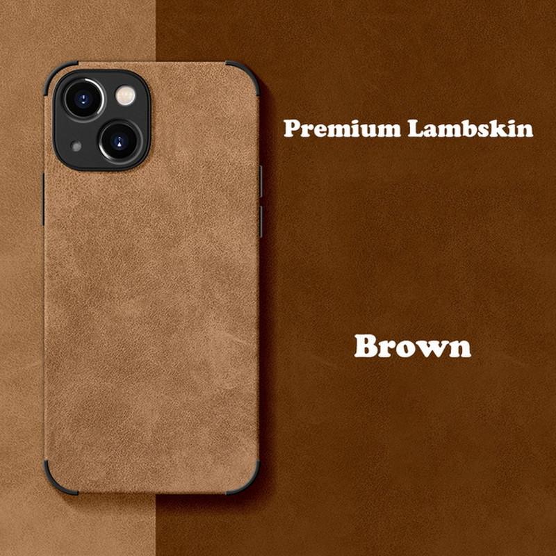 Lambskin Leather Case For iPhone 16 15 Pro Max 13 12 Pro 14 11 XR X 8 7 Matte Soft Solid Color ShockProof Cover