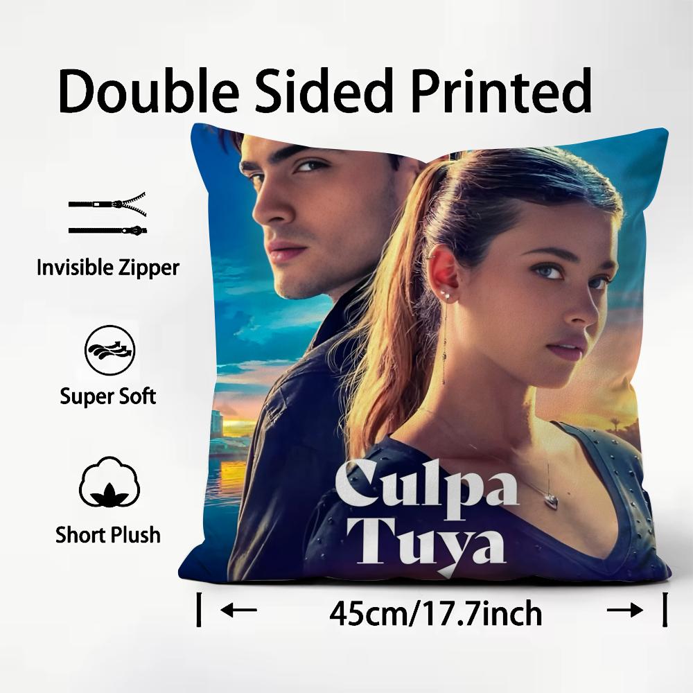 M-My Fault C-Culpa Mia Movie Cushion Cover Premium Comfort Reversible Pillow Cover - Dual - Use Design for Home & Car