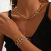 Niche Stainless Steel Pig Nose Clasp Necklace & Bracelet - Simple Gold Ins Style, Non-Fading Jewelry.