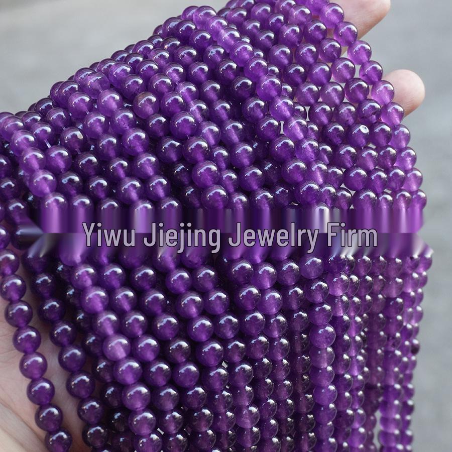 Полупрозрачные Фиолетовые Бусины из Халцедона - Высокая Имитация Аметиста, Круглые, Аксессуары для Браслетов DIY 4mm Round Beads (Approx. 92 pieces)