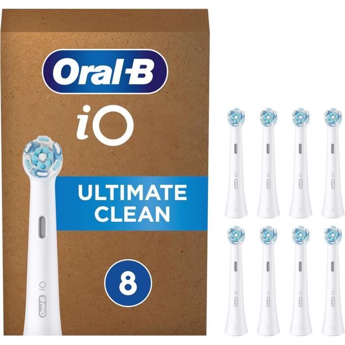 Brossettes de rechange - Oral-B - iO Ultimate Clean - Lot de 8 - Élimination plaque dentaire - Brins imbriqués