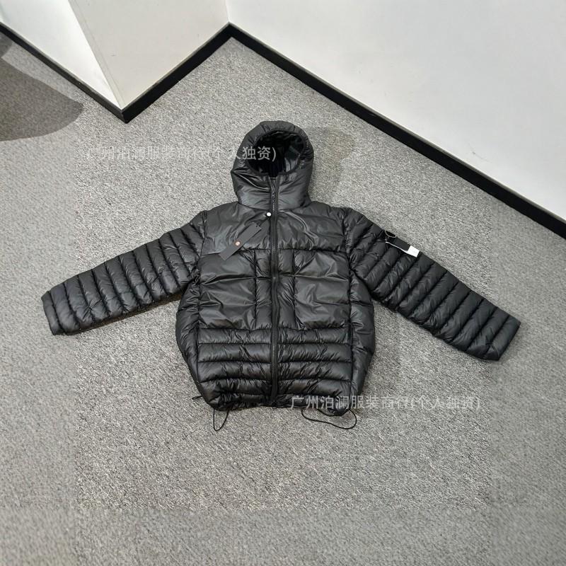 STONE Island Unisex Moda Omuz Kapitone Şişme Kapüşonlu Kışlık Mont