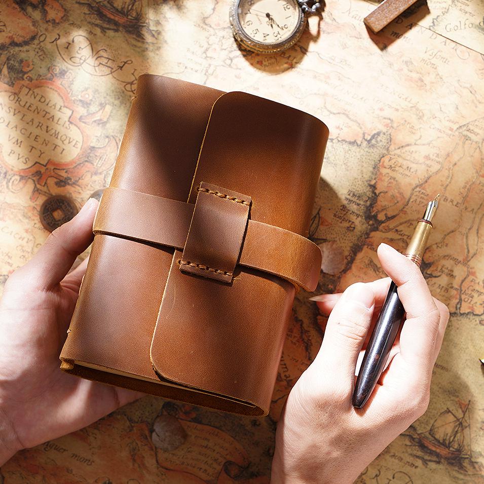 Thick Retro Chinese Style Cowhide Planner Diary Notebook with Cowhide Paper