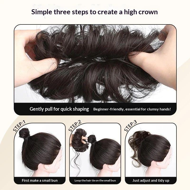 2 Pcs Messy Bun Hair Piece Tousled Updo With Tendrils Hair Bun Extensions Wavy Curly Hair For Women