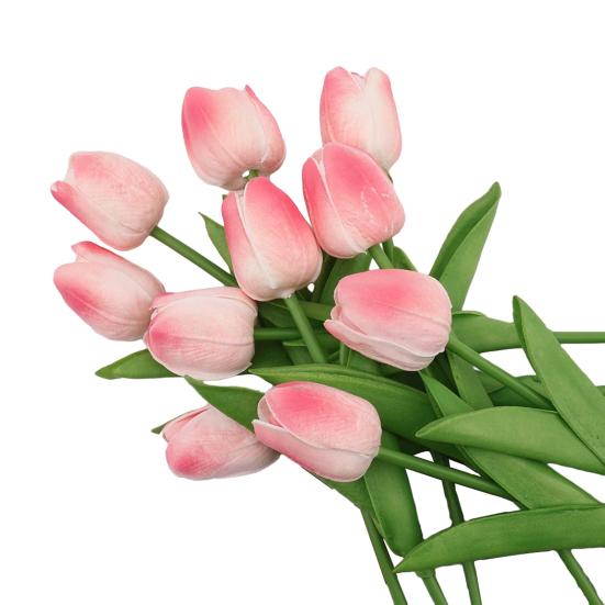 6 Pcs Artificial Tulip Flowers Real Touch Faux PU Tulip Bouquet Fake Flower Arrangement for Home Room Office Party Wedding Decoration