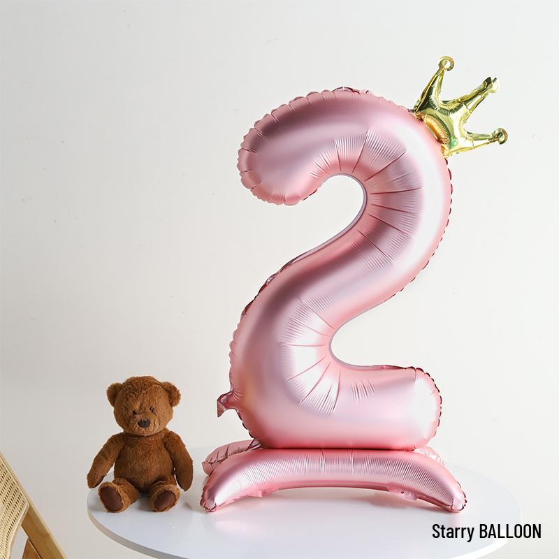 Pink Crown Number Balloon Decorations for Girl's First Birthday