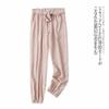 Tencel Casual Pants Spring and Autumn New Foreign Trade Women Clothes Versitile Fashion Elastic Waist Lace-up Drawstring Top Trousers 30315