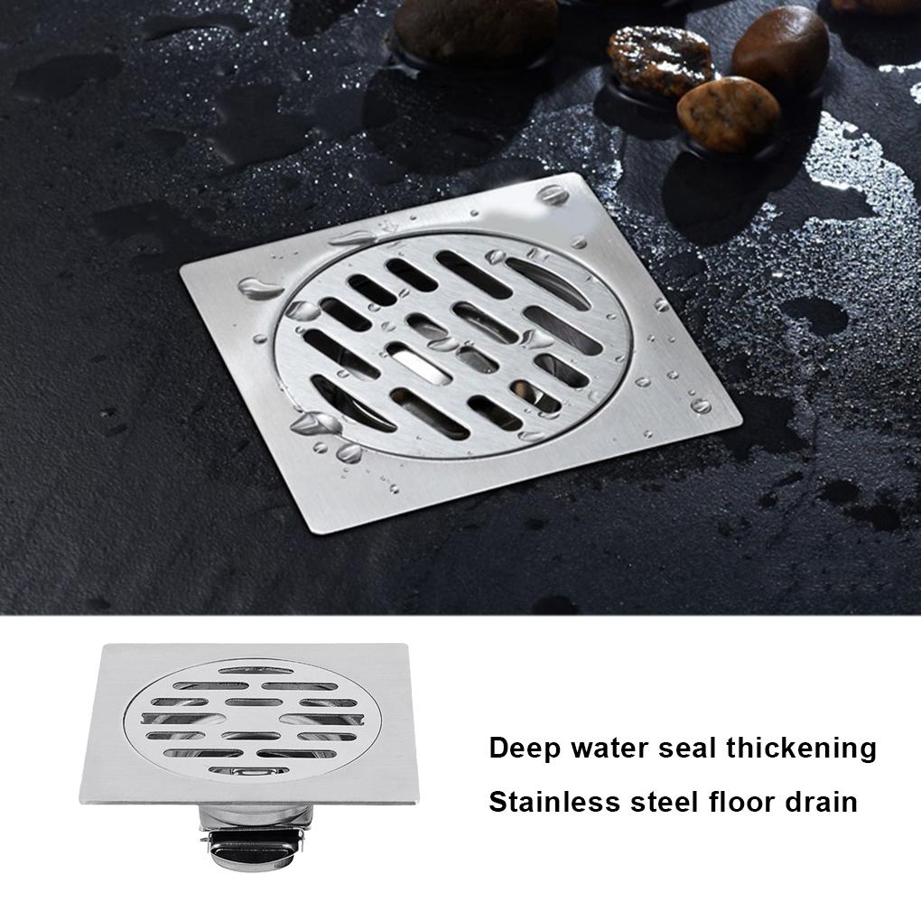 Stainless Square Bathroom Floor Drain Waste Hair Trap Wet Room Shower Washing Machine Drain