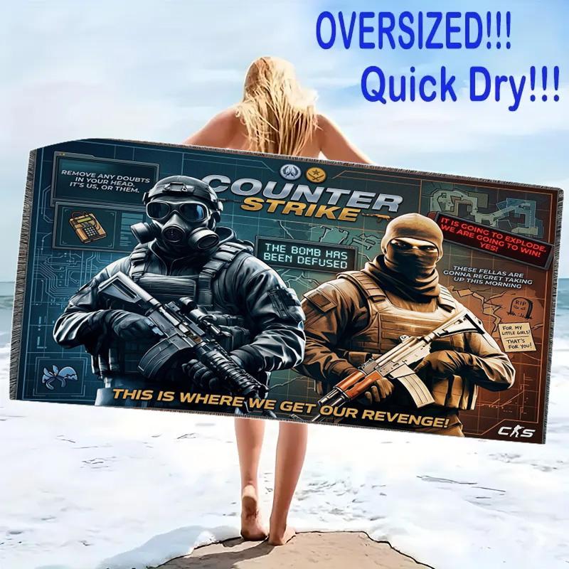 csgo Print Beach Towel, Large Soft Quick Dry Towel for Beach Camping Swimming