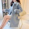 Giacca di Peluche Femminile Autunno e Inverno Confortevole Morbida Tinta Unita Giacca Media Lunghezza Ispessita Casual Versatile