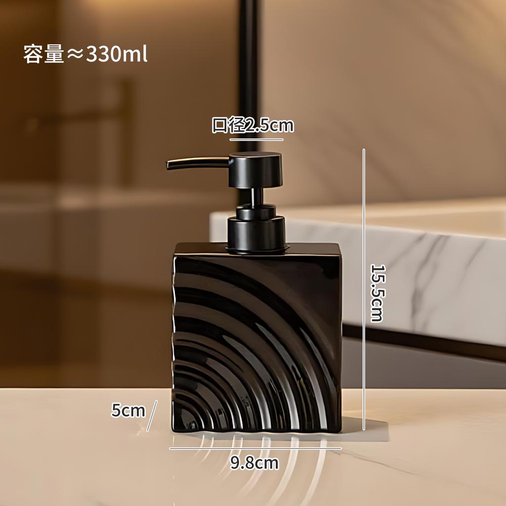 Modern Wave Stripe Ceramic Lotion Bottle Hotel Bathroom Shampoo Shower Gel Dispensing Bottle Square Press Soap Dispenser Bottle