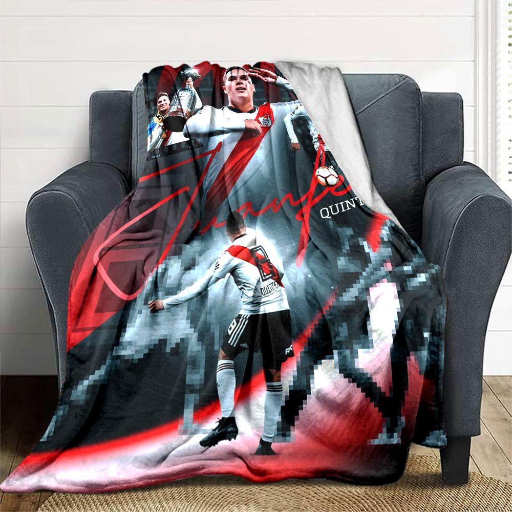 River Plate Juanfer Quintero Football Star Print Fleece Blanket Soft Cozy Throw Blanket for Sofa Couch Bed Soccer Fan Home Decor