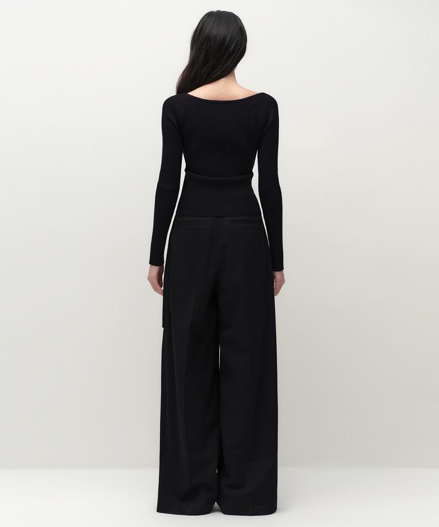 MUSINSA STANDARD WOMAN Women'S Waist Strap Deep Tuck Wide Slacks [Black]