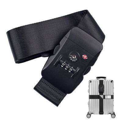 PIENSE Suitcase Strap, Cross Band, TSA Lock, Luggage Fastening Strap, Convenient Travel Item, Strap Belt for Carry-on Case (Black)