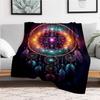 "Bohemian Dreamcatcher Wall Art: Vibrant Feather Mandala Decor"Blanket Flannel Throw Blanket for Sofa, Bed, Travel, Camping, Office, Couch,