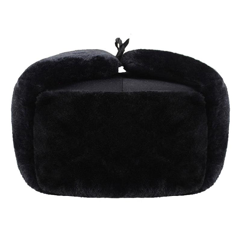 Winter security cotton hat, black thickened velvet leather hat, windproof and warm duty cold-resistant cotton hat