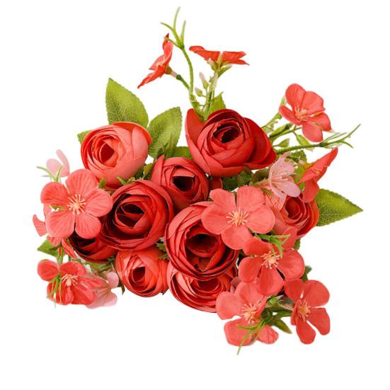 Simulated Rose Realistic Decoration Faux Silk Flower Practical Camellia Buds Nice-looking Fake Flower Bouquet Living Room Supply