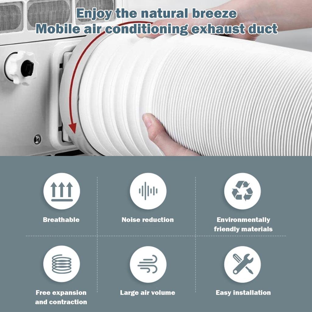 150mm Air Conditioner Exhaust Duct Telescopic Heat Exhaust Ventilation Duct Thickened Wire Corrugated Duct Air Conditioner Parts