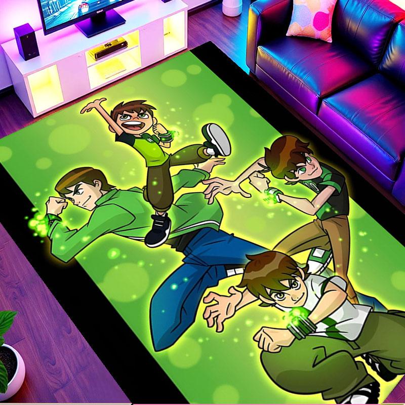 Ben 10 Cartoon Print Rug, Washable Floor Carpet, For Entryway Dorm Laundry Room Office Study, Home Decor Birthday Christmas Gift