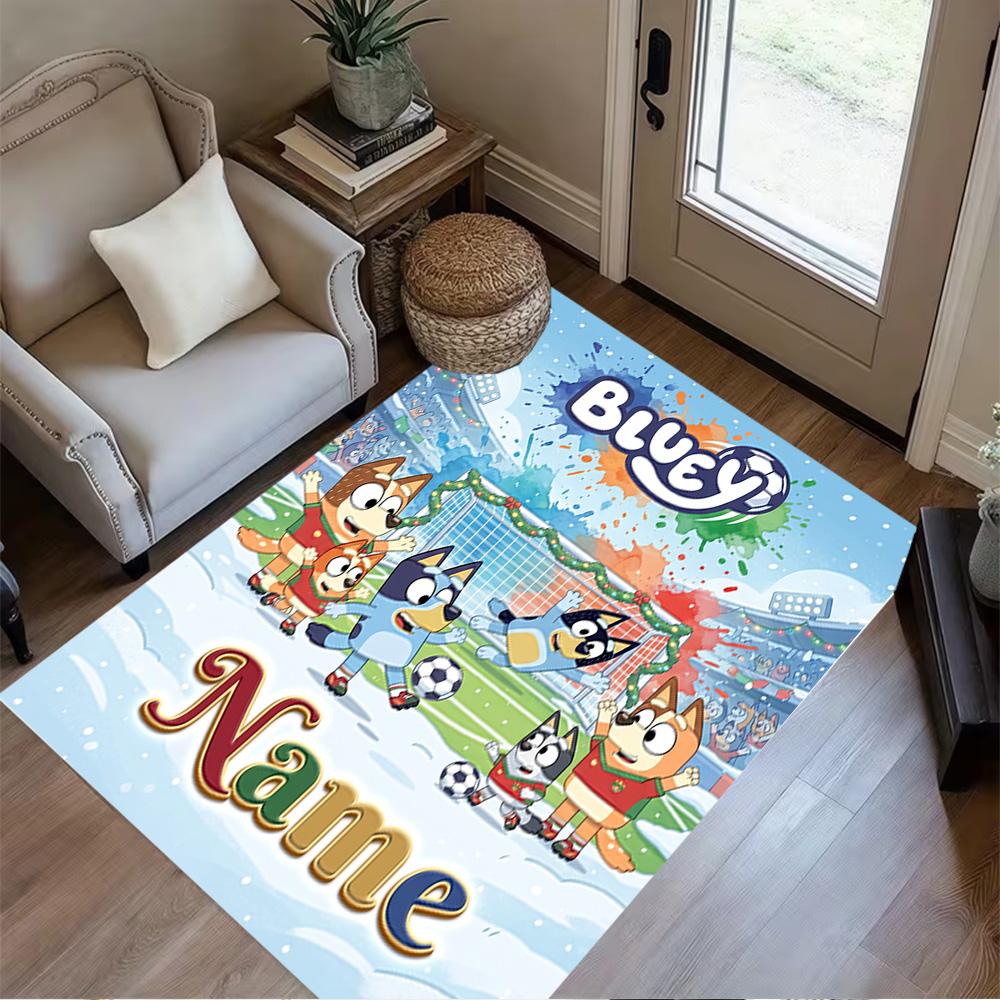 Winter Soccer Fun Personalized Name Floor Rug Office Rug Suitable for Study room Hallway Dining Room Living Rooms Anti-slip Rug Decorate Offices