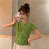 Short-sleeved t-shirt women's clothes summer new Spice Girl halter bow leaking back short design top trendy
