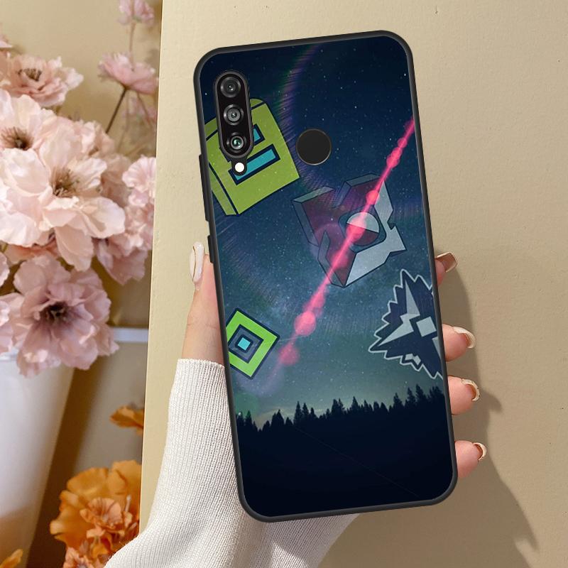 Pouzdro Geometry Dash pro Honor 50 8X 9X 10i pro Huawei P50 Pro P20 P40 P30 Lite P Smart 2021 Nova 5T Cover