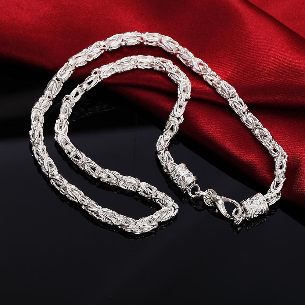 Mode klassisch 925 Sterling Silber 6MM Geometrie Kette Halskette Armband für Mann Party Hochzeit Schmuckset feine Weihnachtsgeschenke
