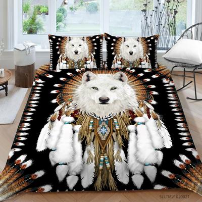 Parure de lit douce avec impression numérique 3d de loup, ensemble de housse de couette avec fermeture éclair, simple, Double, Queen, King, 2/3 pièces