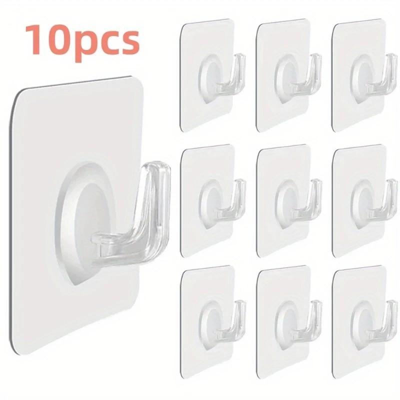 

10/20Pcs Transparent Wall Hooks Hangers Self Adhesive Door Wall Hangers Hooks Heavy Load Rack Kitchen Bathroom Organizer Holder Utility Hooks 10pcs