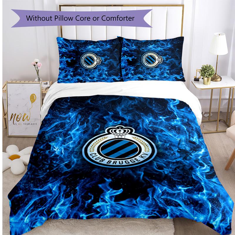Set Biancheria da Letto 3 Pezzi Stampato FC Club Brugge Traspirante Copripiumino con Federe Biancheria da Letto Decorativa per Camera da Letto Casa