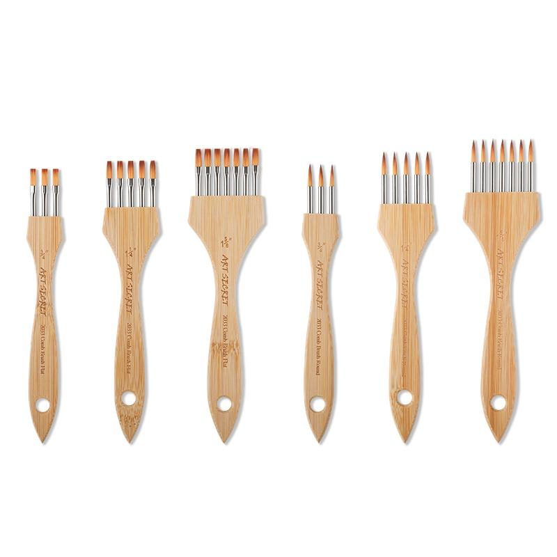 3pcs Multi-toothed Nylon Wool Flat/pointed-head Painting Brush Art Set Supplies Watercolor/ Acrylic Painting Creation Brushes