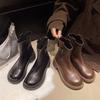 2025Neue Winter Damenstiefel Luxuriöse Lässige Lederstiefel Mode Hochhackige Stiefeletten für Damen Plüsch Warme Schneestiefel Botas Mujer