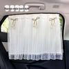 Blue Rain Lace Car Sunshade Curtains for Baby - Suction Cup Side and Rear Window Protection